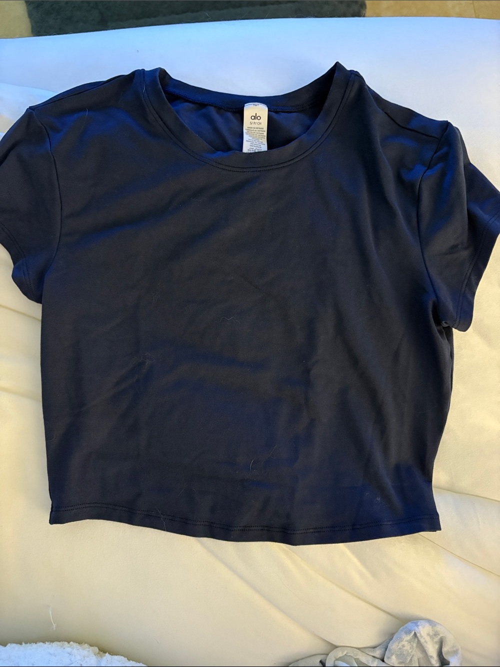 Alo Yoga Navy Crop Tee